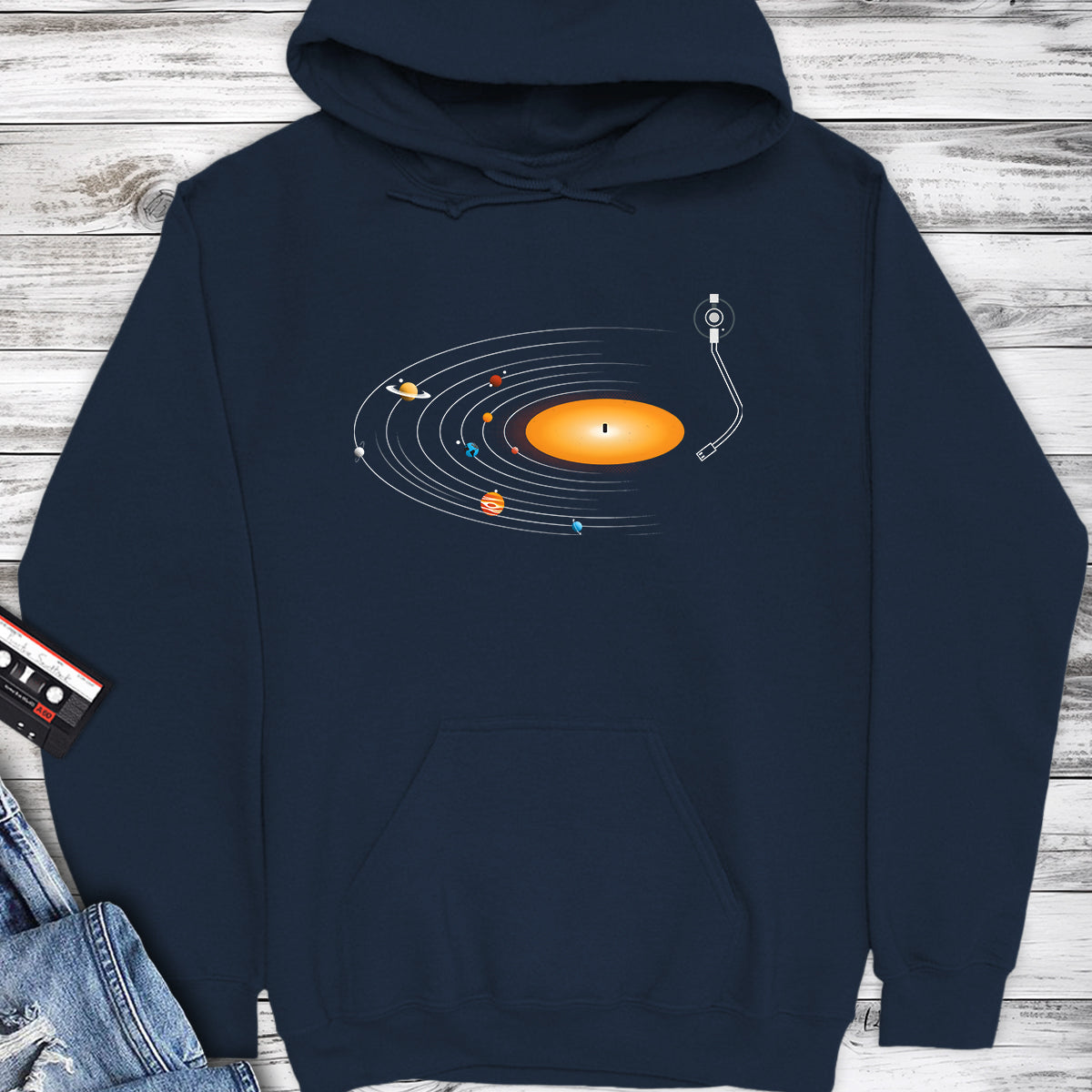 Vinyl Record Solar System Hoodie