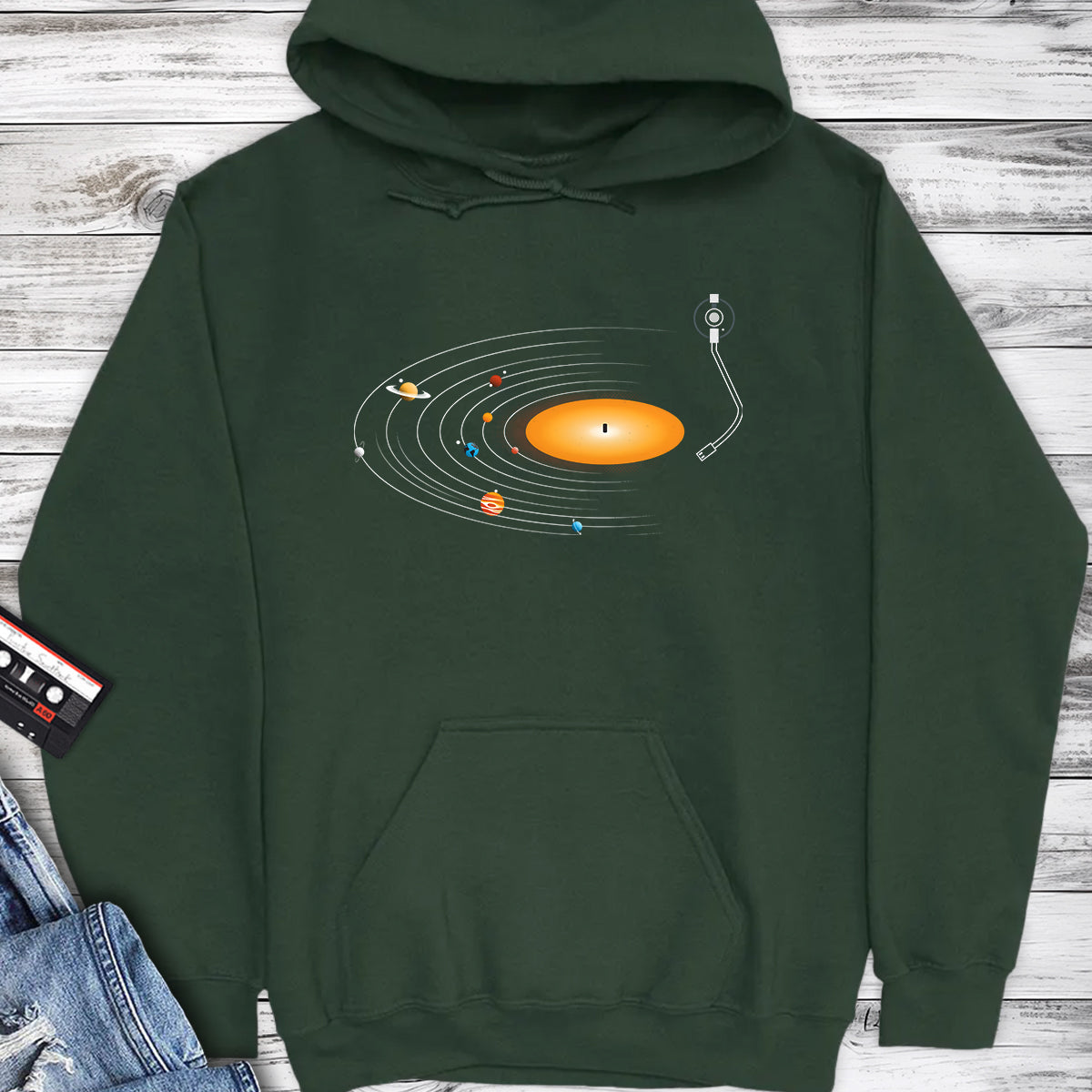 Vinyl Record Solar System Hoodie