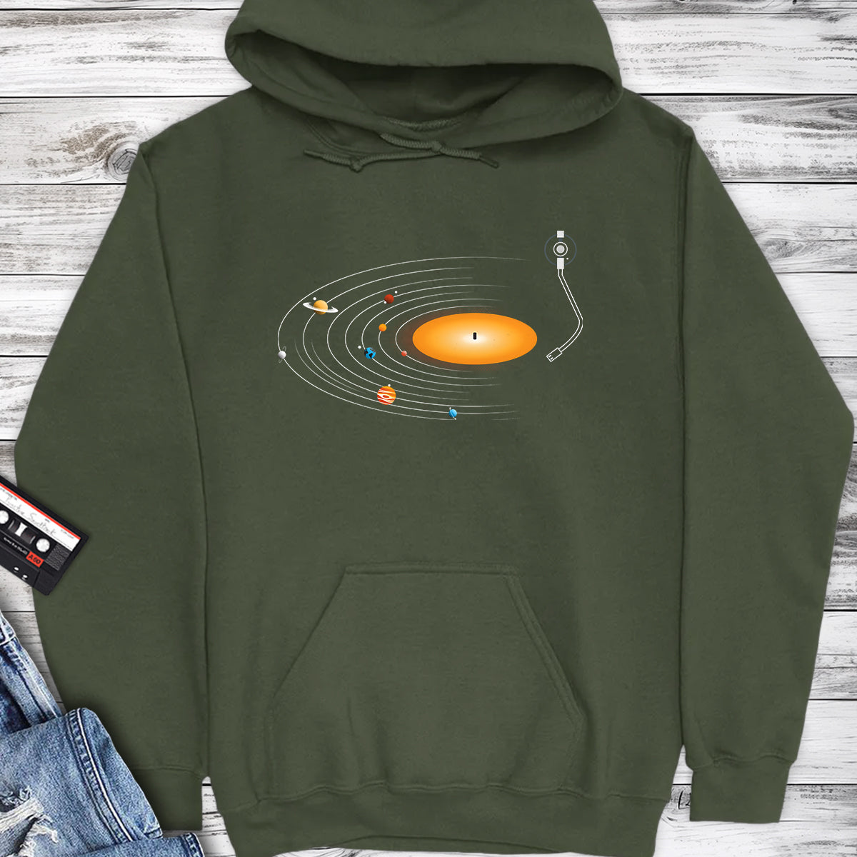 Vinyl Record Solar System Hoodie