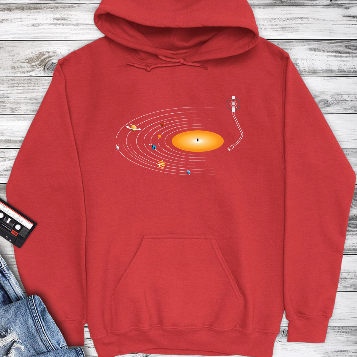 Vinyl Record Solar System Hoodie