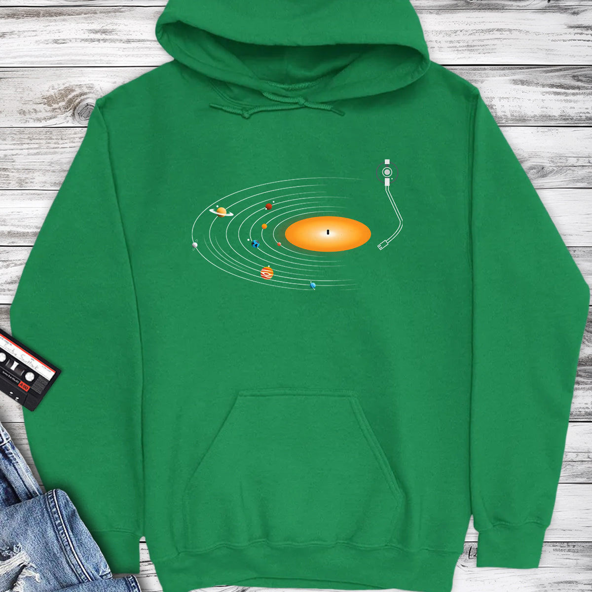 Vinyl Record Solar System Hoodie