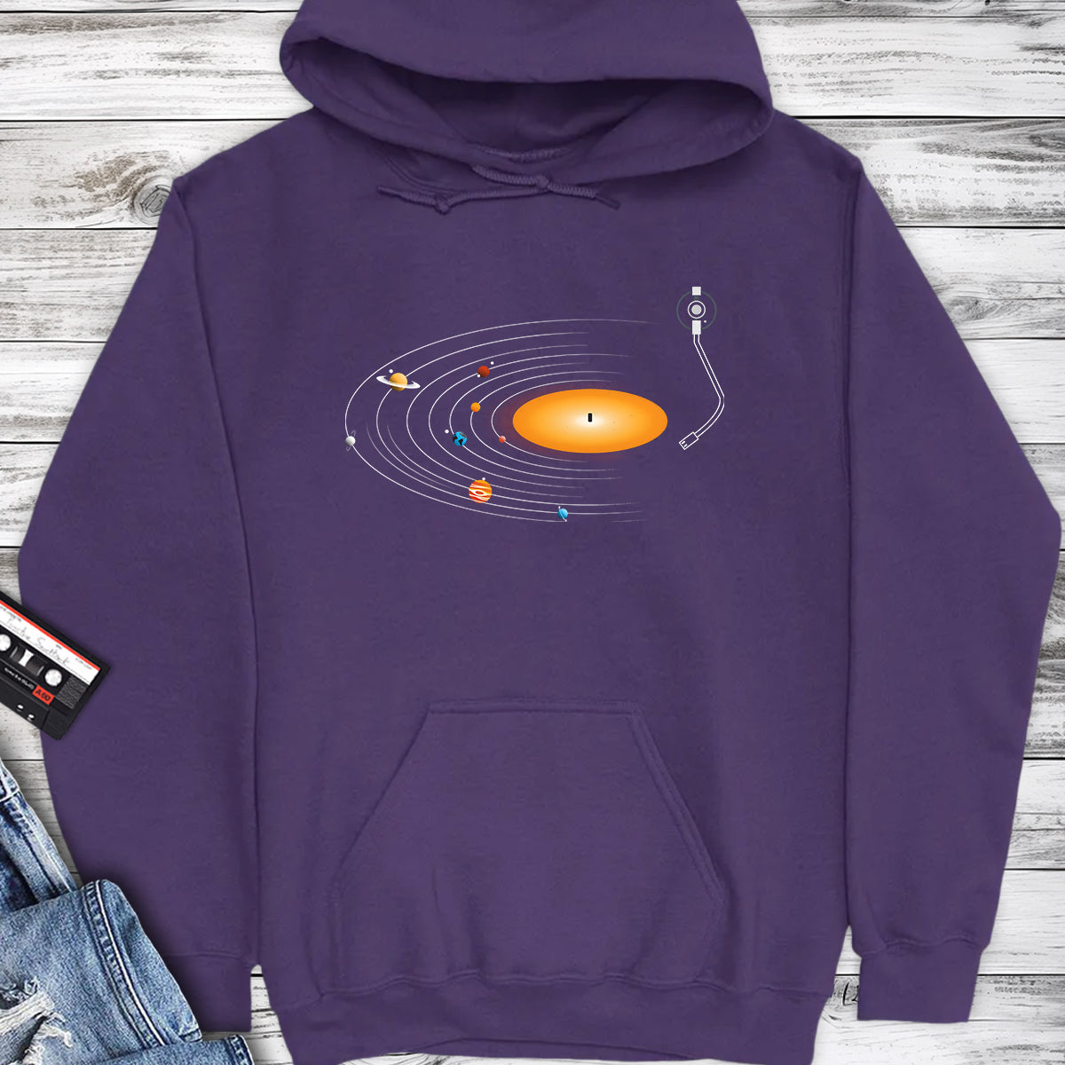 Vinyl Record Solar System Hoodie