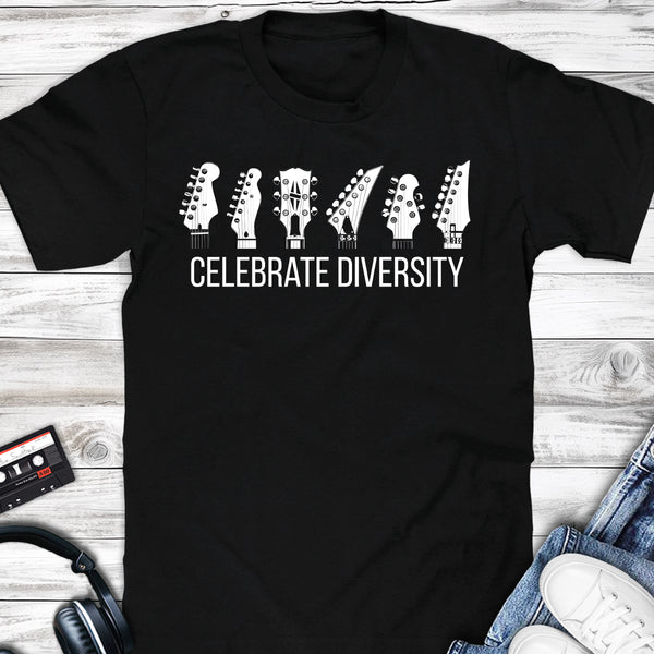 Celebrate Diversity Electric Guitar Headstocks T-shirt