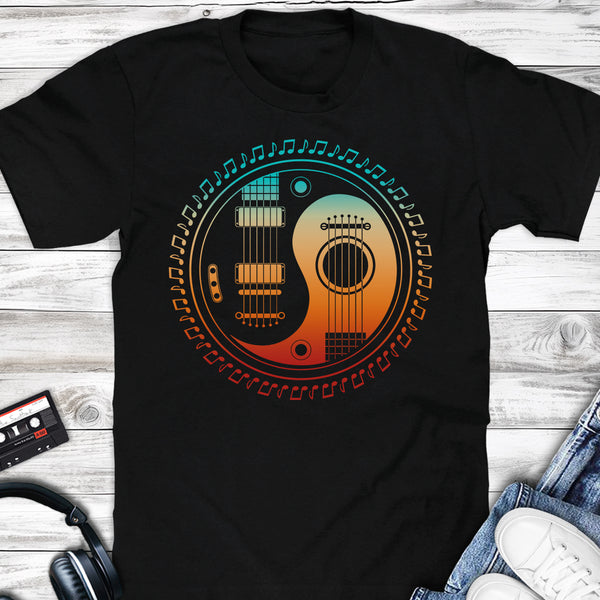 Electric Guitar Yinyang Music Notes T-shirt