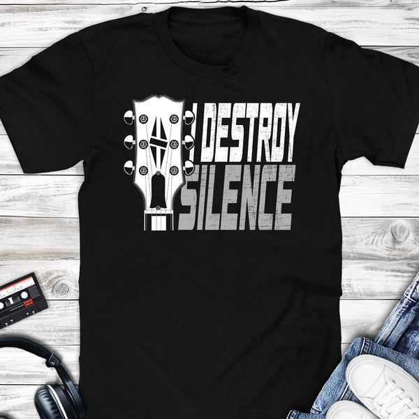 I Destroy Silence LB Guitar Headstock T-shirt