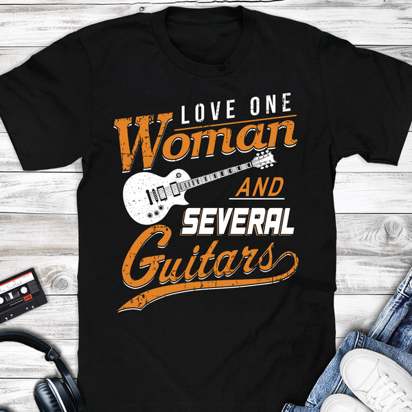 Love One Woman And Several Guitars Single Cut Guitar T-shirt