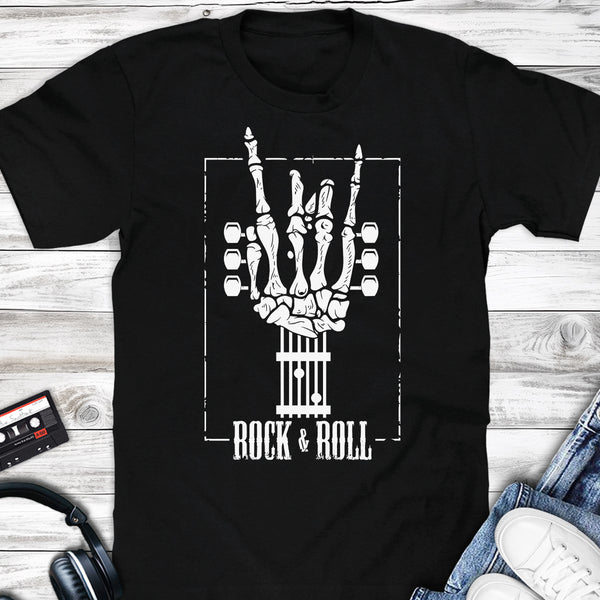 Rock & Roll Bone Hand Sign Guitar T-shirt
