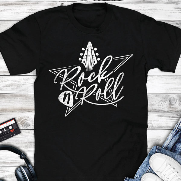 Rock n Roll Pick Guitar Headstock Star T-shirt