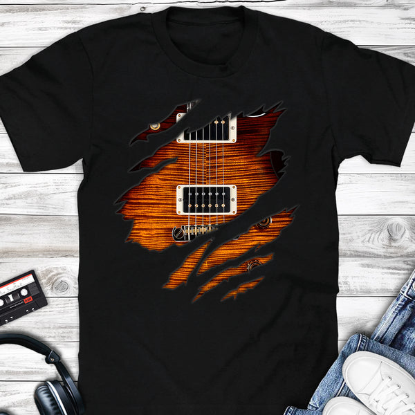 Torn to Reveal an Electric Guitar T-shirt