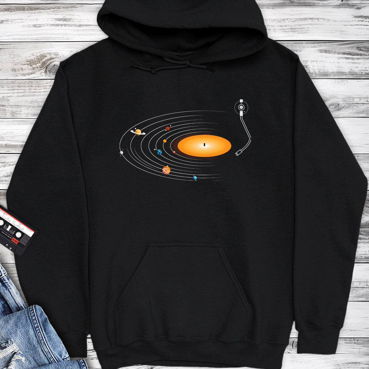 Vinyl Record Solar System Hoodie