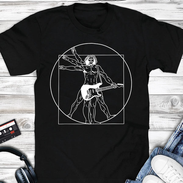 Vitruvian Man Guitarist Davinci Electric Guitar T-shirt